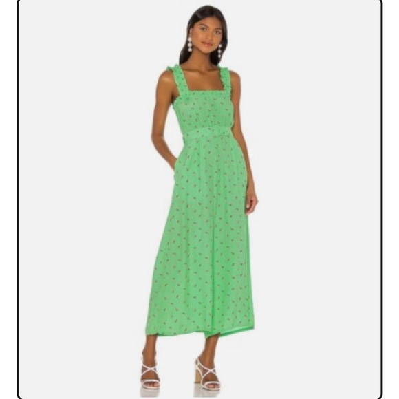 Faithfull The Brand - Dolores Spearmint Green Floral Jumpsuit - Size S(4) - Picture 1 of 9